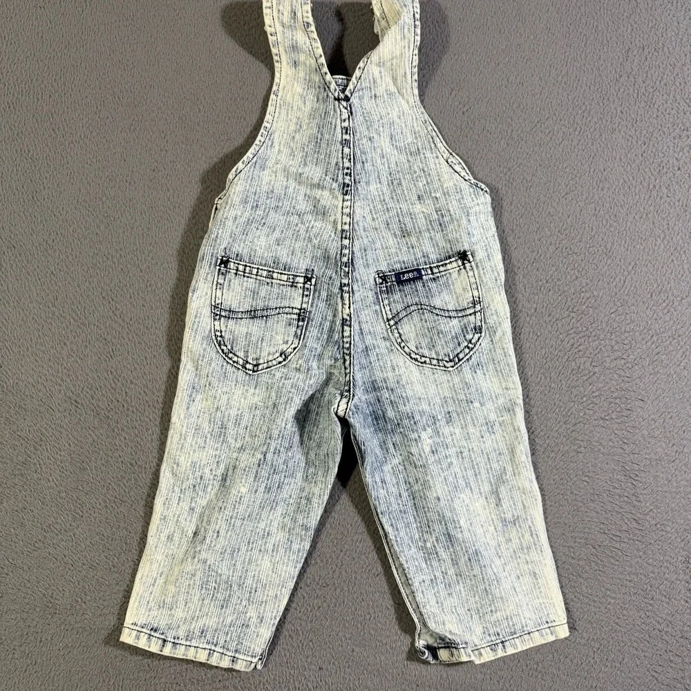 Vintage 80s Lee Bib Jeans Overalls Unisex Baby Toddler 18‎ Months Acid Wash